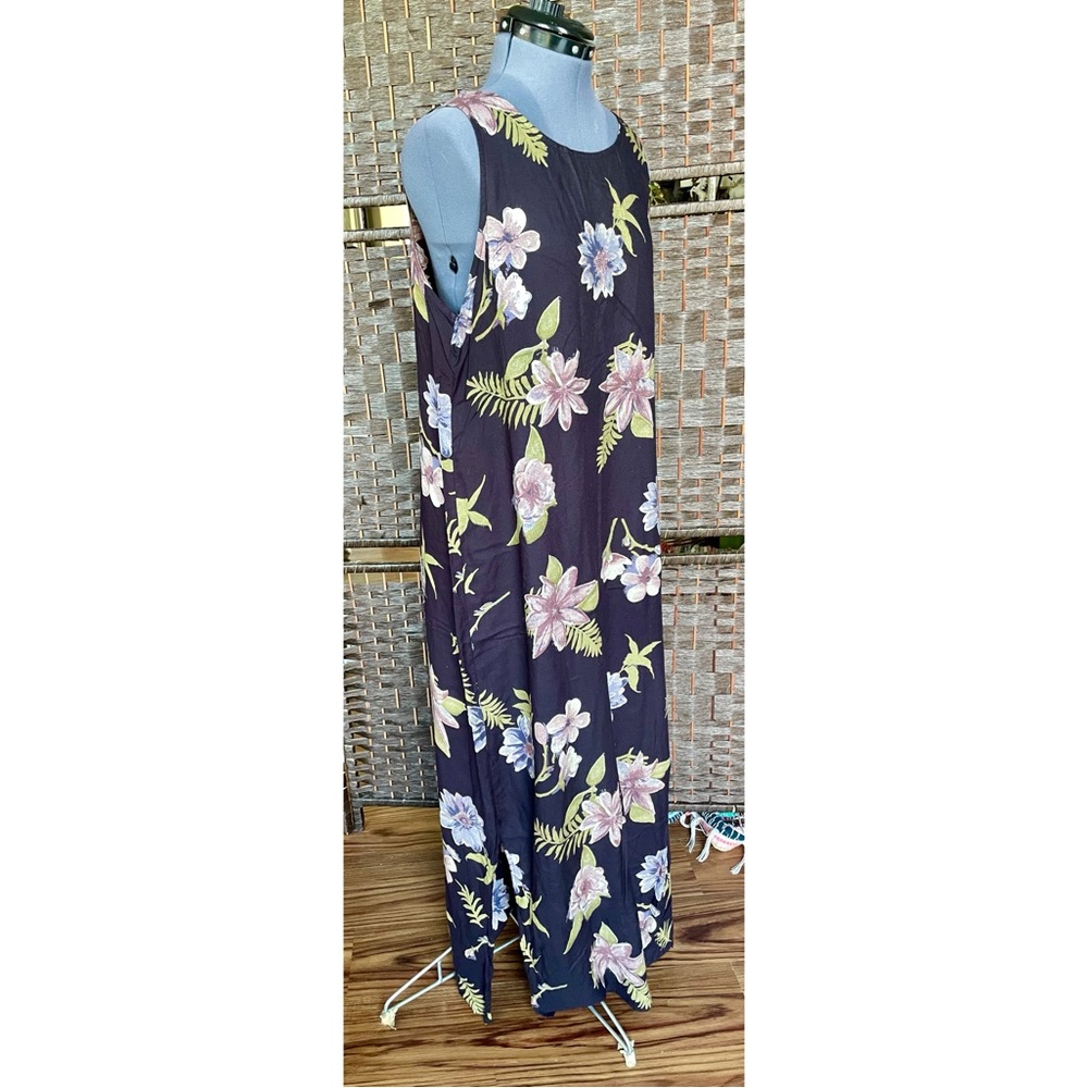 90s vintage rayon tank maxi dress Purple floral sundress spring summer XL plus
